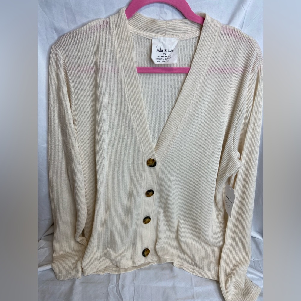 Sadie & Love Cream Sweater Cardigan Size XL NWT